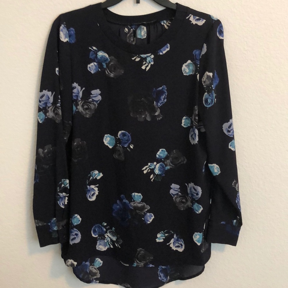 long sleeve floral print blouse